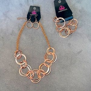 Bronze Tone Necklace, Earrings and Bracelet Set